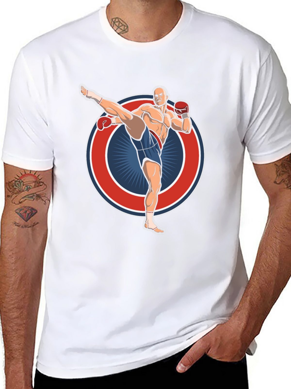 Kickboxing Graphic Tee - Black Cotton T-Shirt