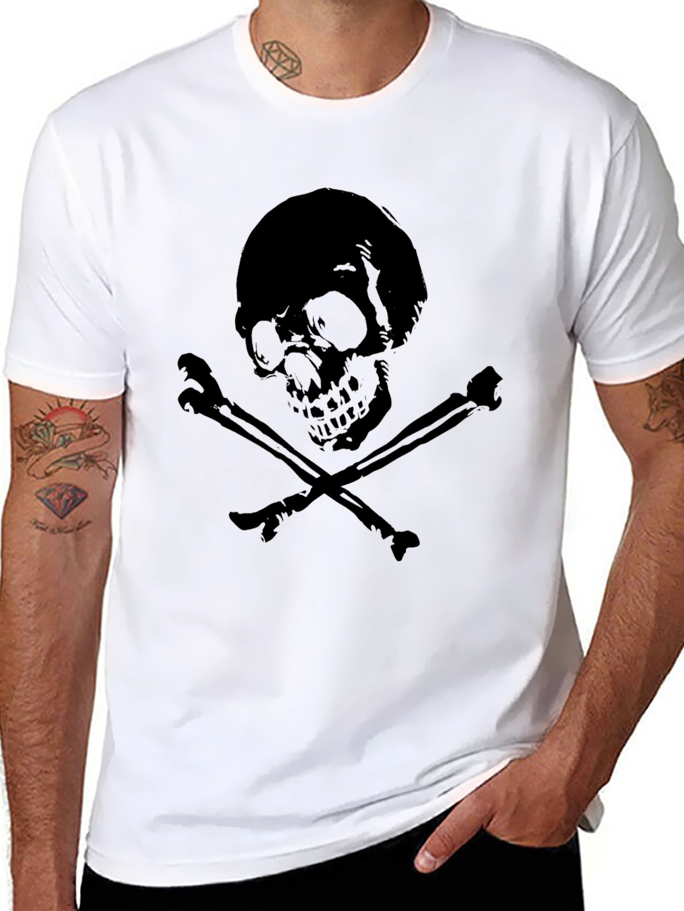 Skull & Crossbones Graphic Tee - Mens Black T-Shirt