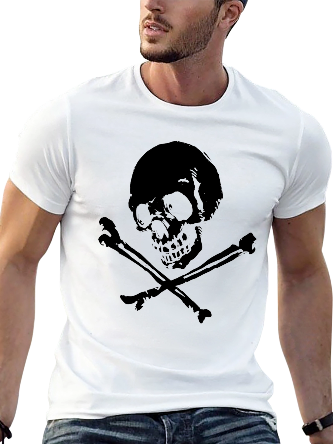 Skull & Crossbones Graphic Tee - Mens Black T-Shirt