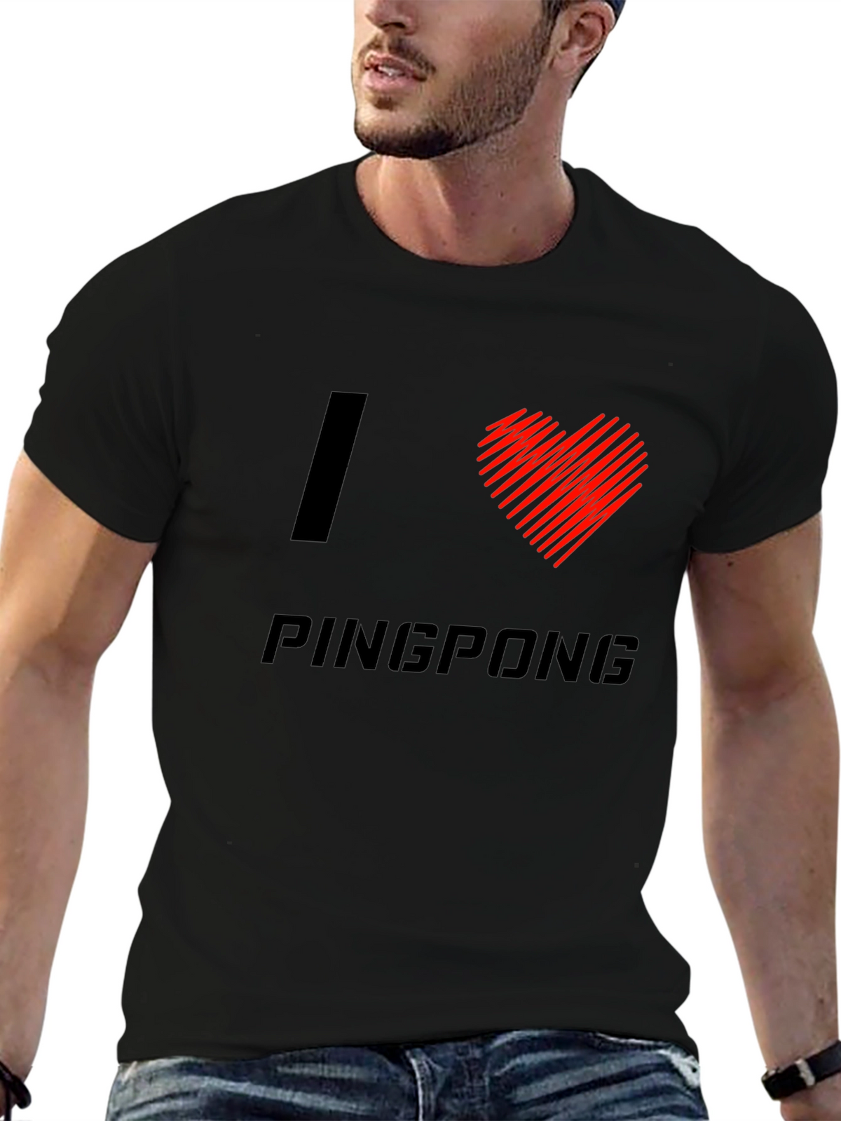 I Love Pingpong Black T-Shirt