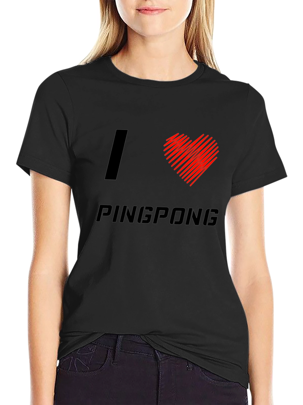 I Love Pingpong Black T-Shirt