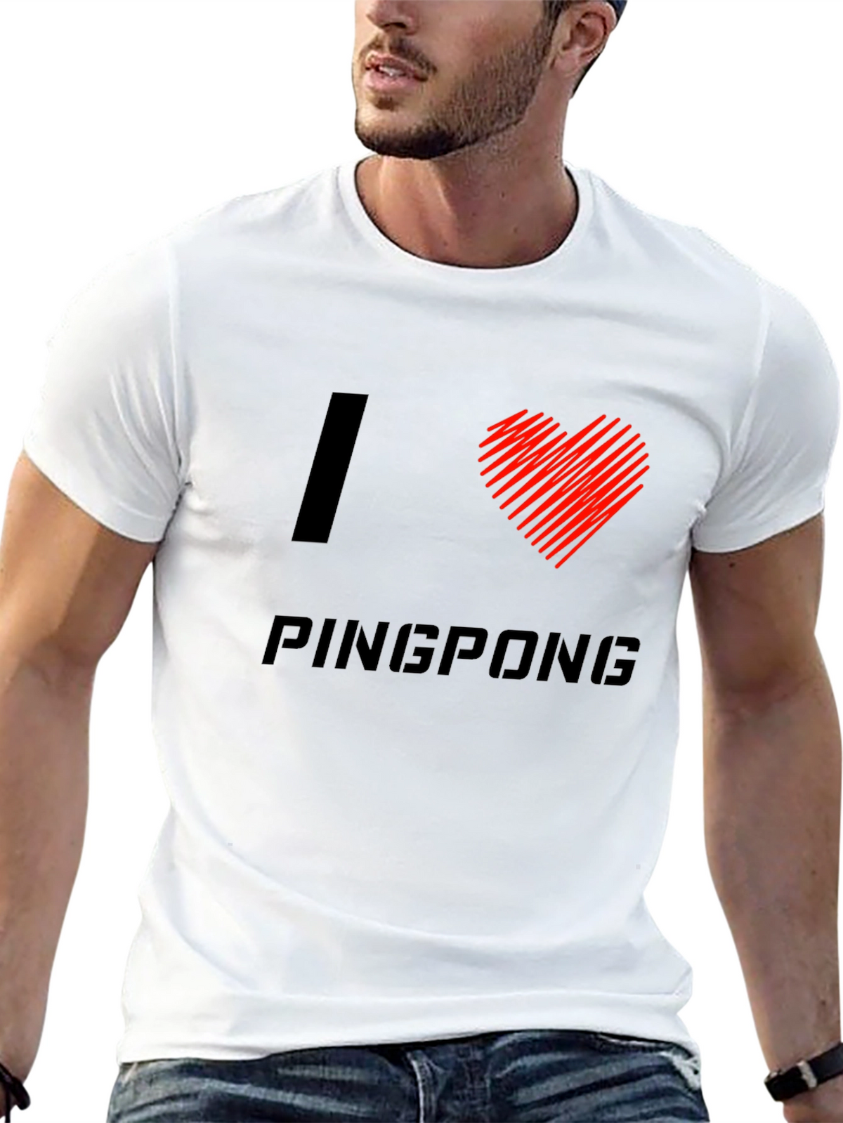 I Love Pingpong Black T-Shirt