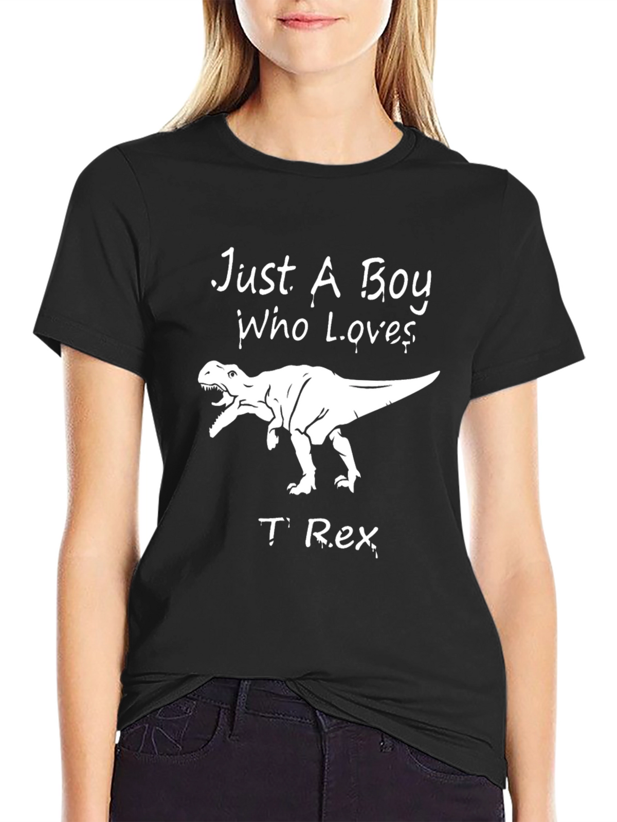Just A Boy Who Loves T-Rex Black Graphic Tee