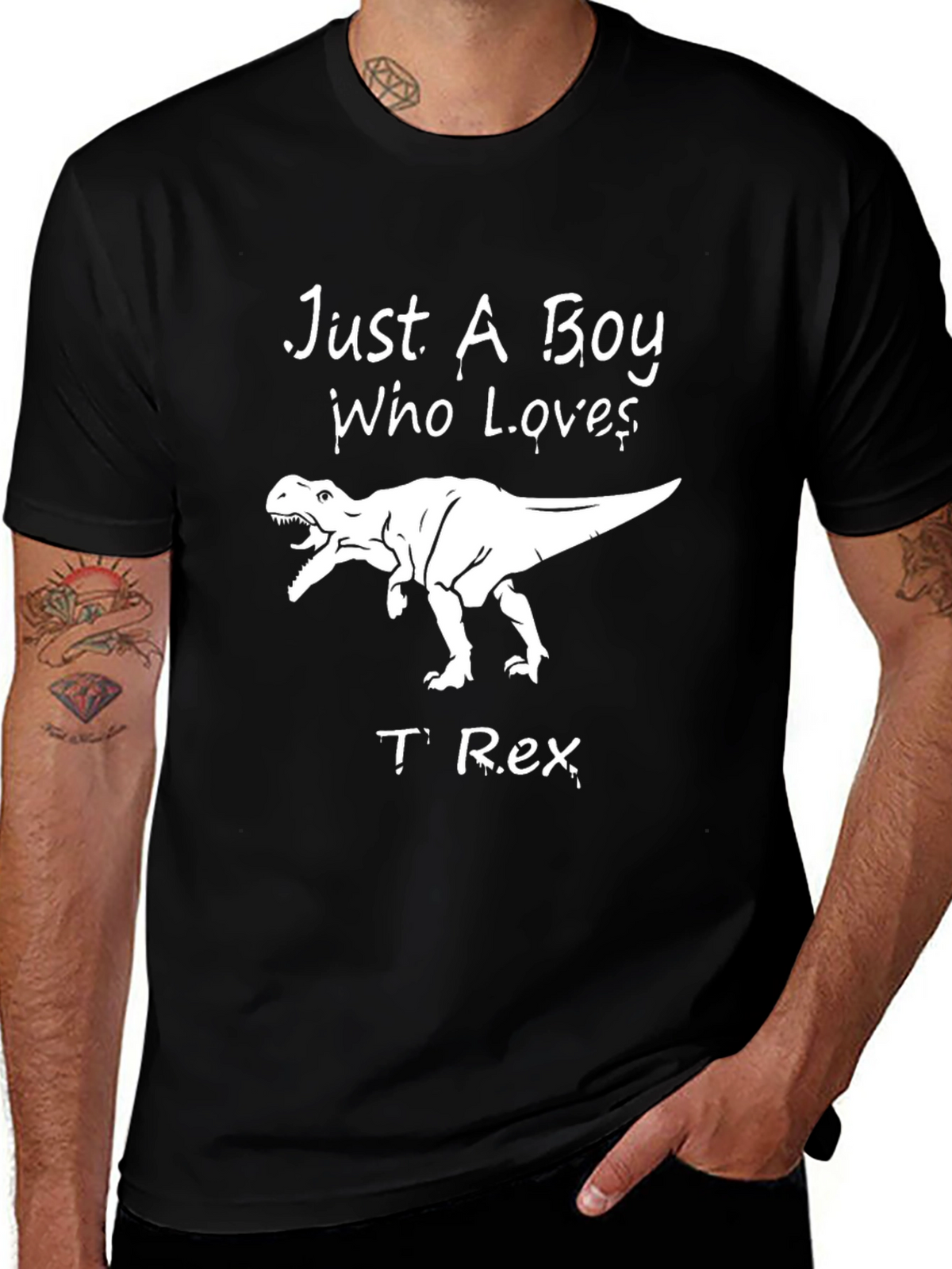 Just A Boy Who Loves T-Rex Black Graphic Tee
