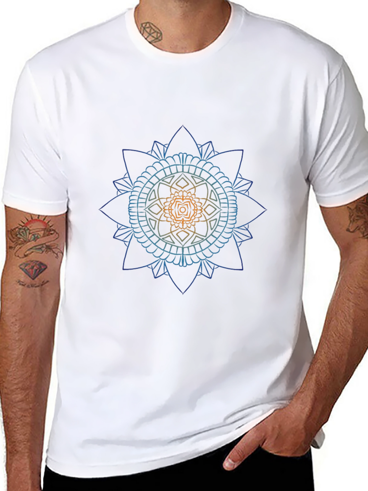 Mandala Graphic Print Tee - Black