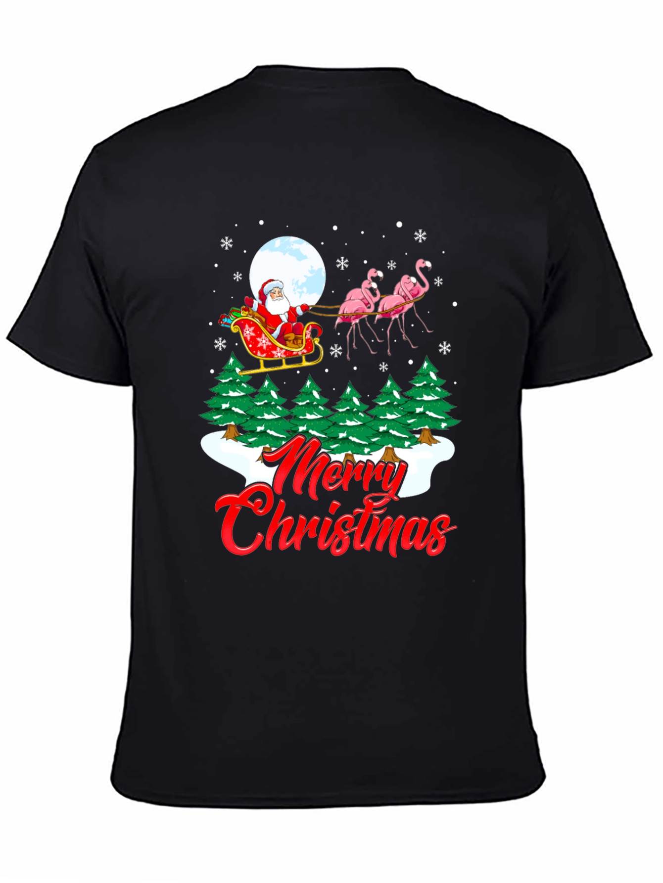 Christmas Santa Flamingo Graphic Tee
