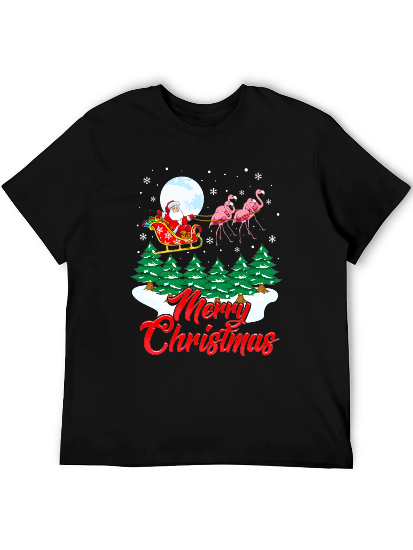 Christmas Santa Flamingo Graphic Tee