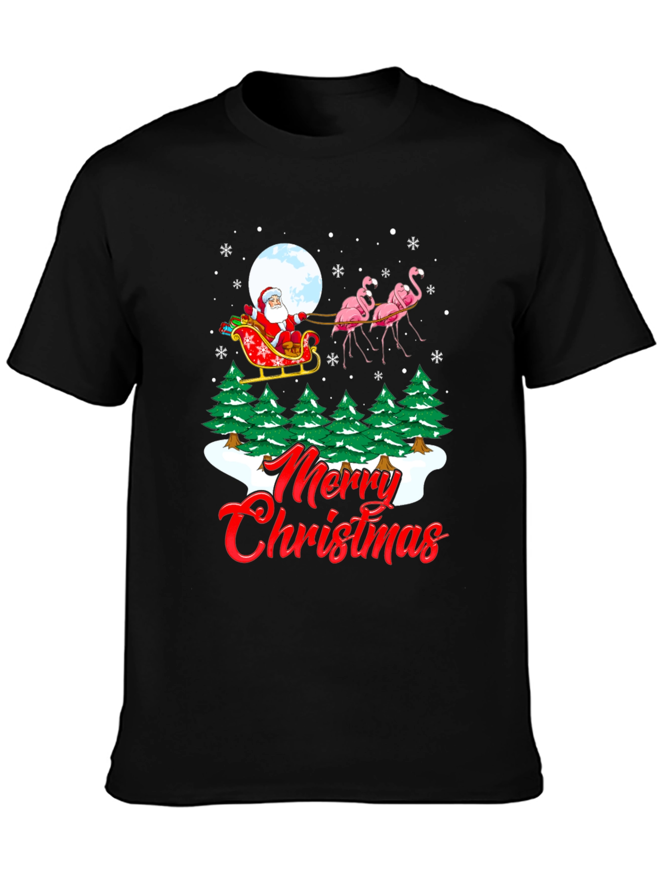 Christmas Santa Flamingo Graphic Tee