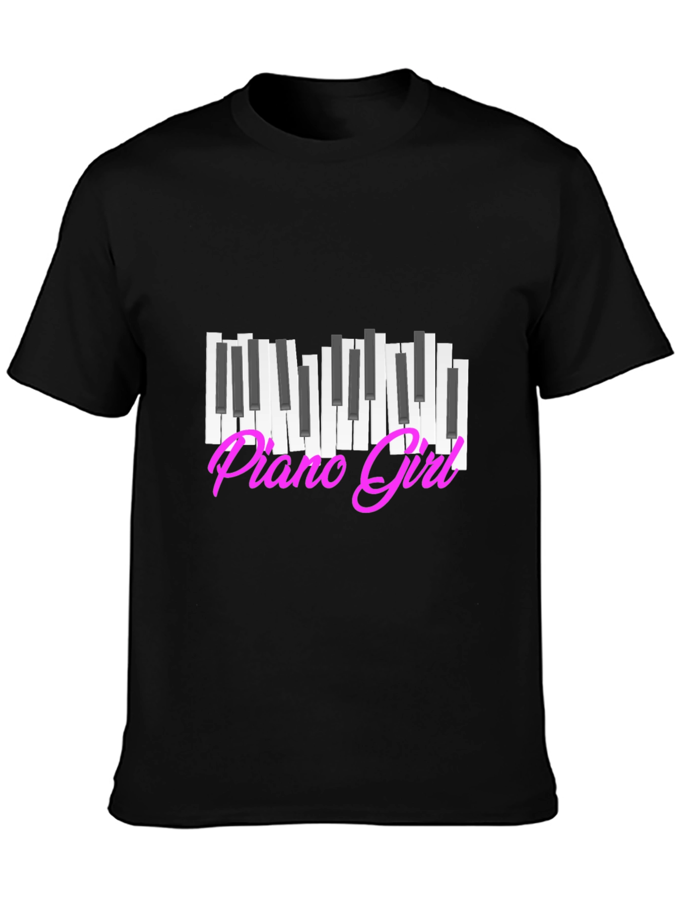 Piano Girl Graphic Tee - Black Cotton T-Shirt