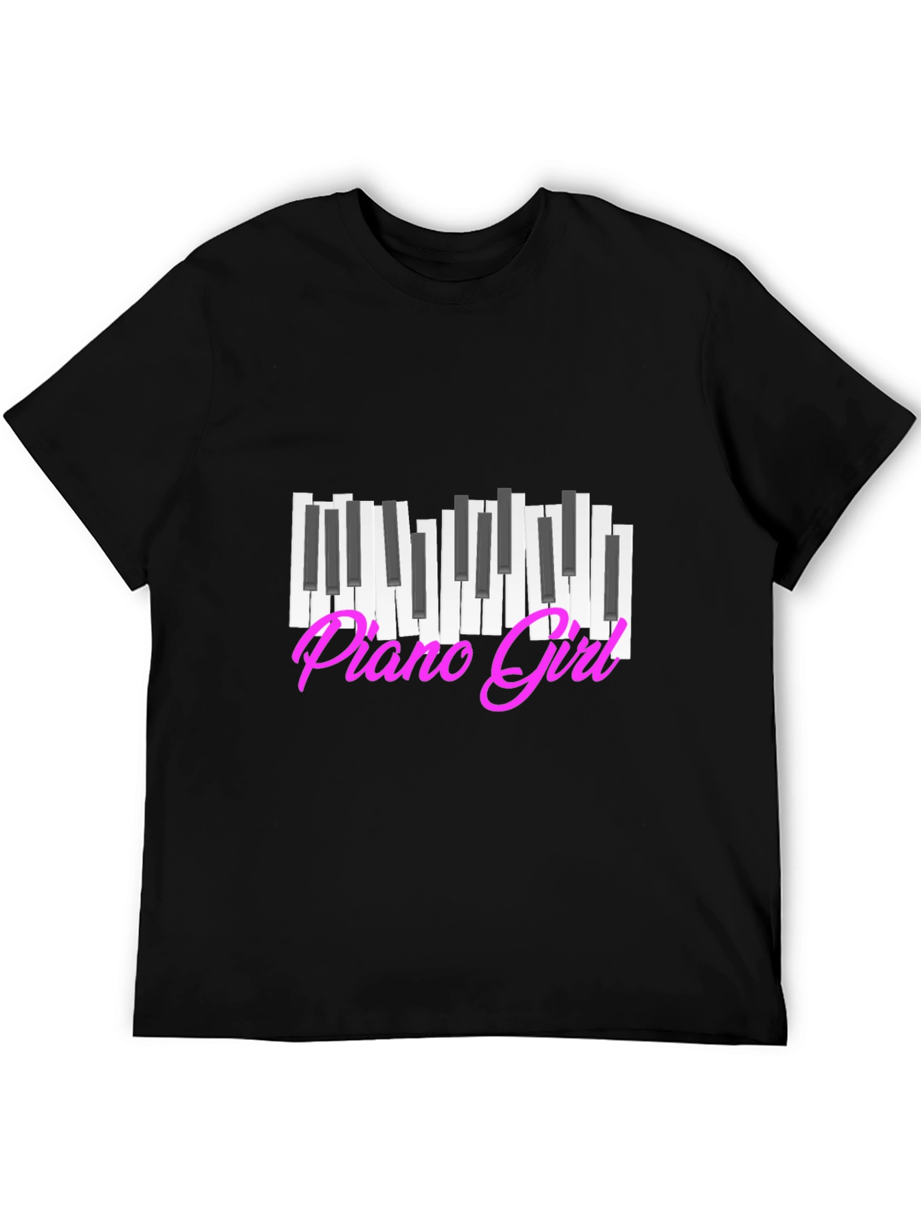 Piano Girl Graphic Tee - Black Cotton T-Shirt