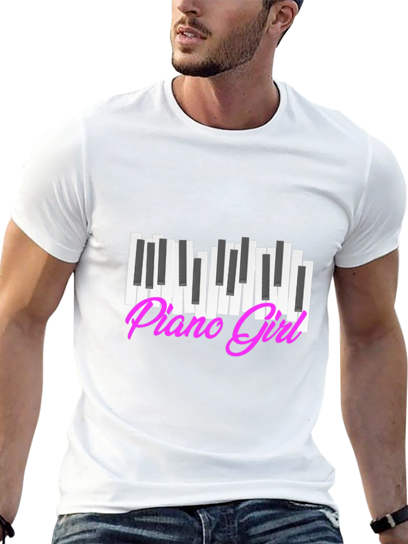 Piano Girl Graphic Tee - Black Cotton T-Shirt