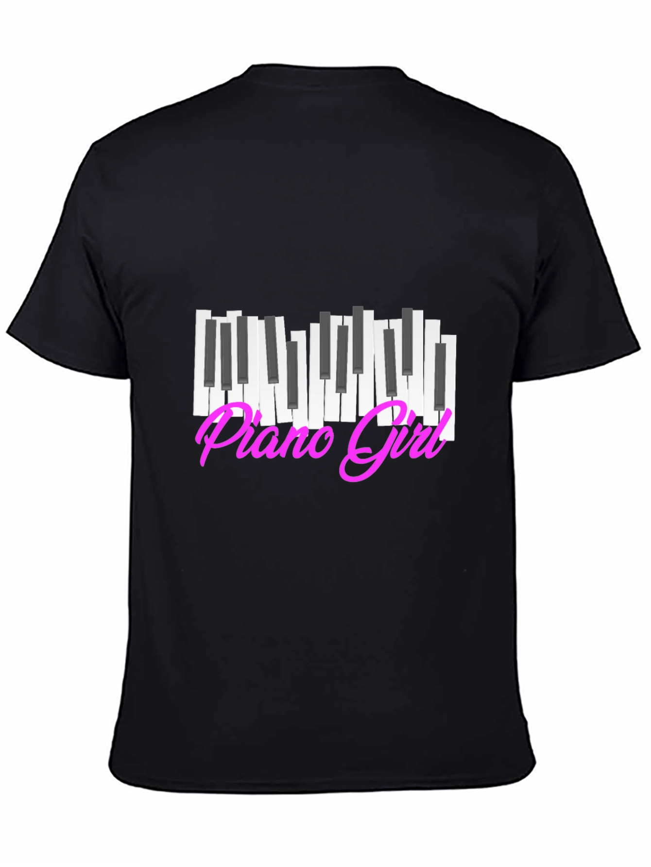 Piano Girl Graphic Tee - Black Cotton T-Shirt