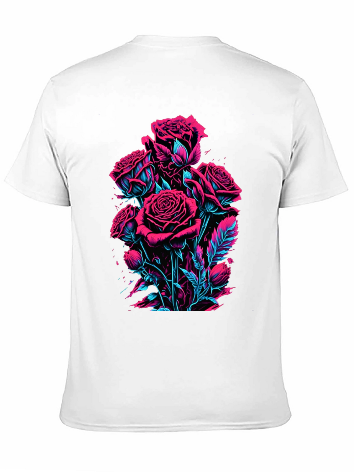 Neon Roses Graphic Black T-Shirt