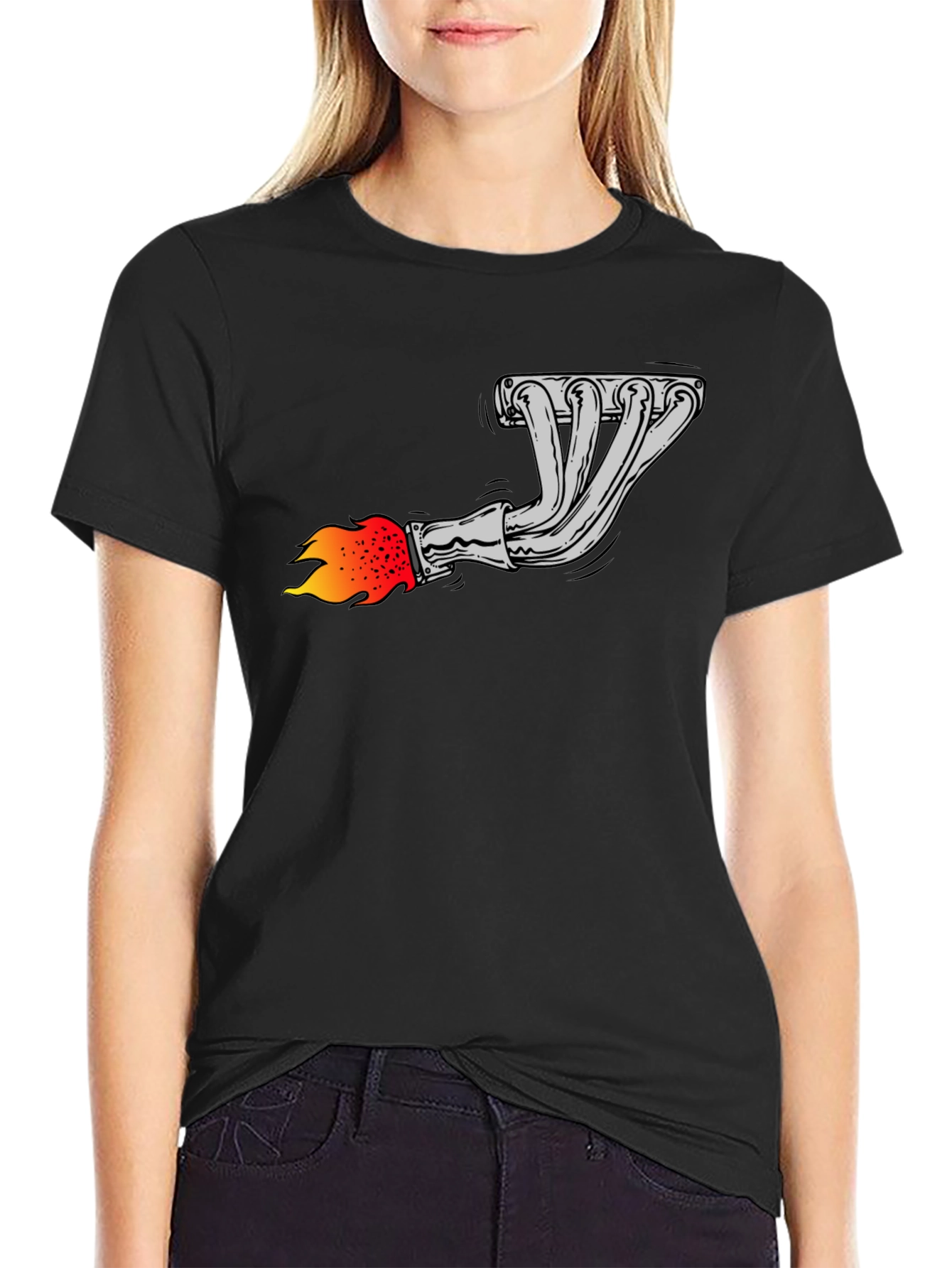 Flame Exhaust Graphic Tee - Black