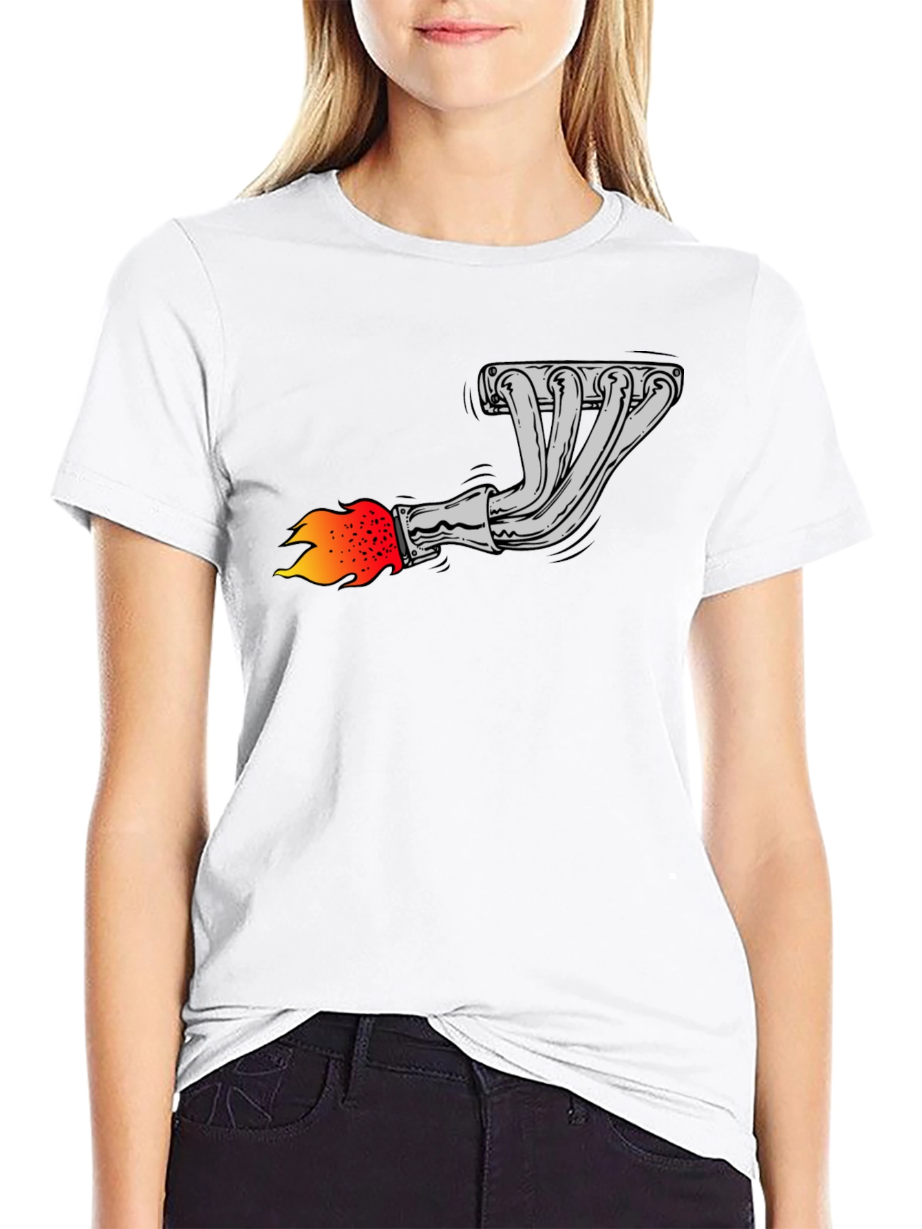 Flame Exhaust Graphic Tee - Black