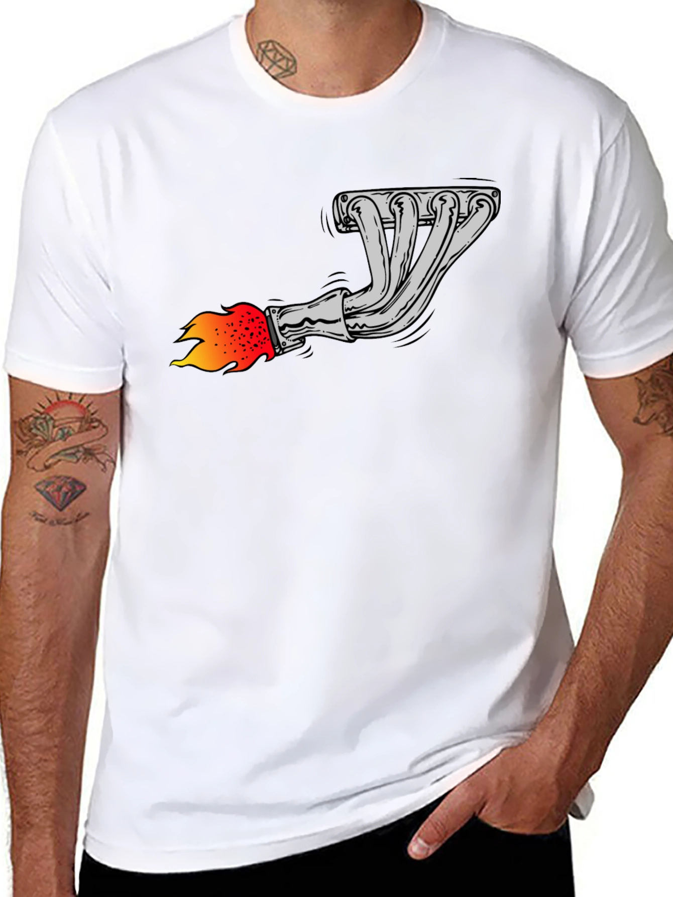 Flame Exhaust Graphic Tee - Black