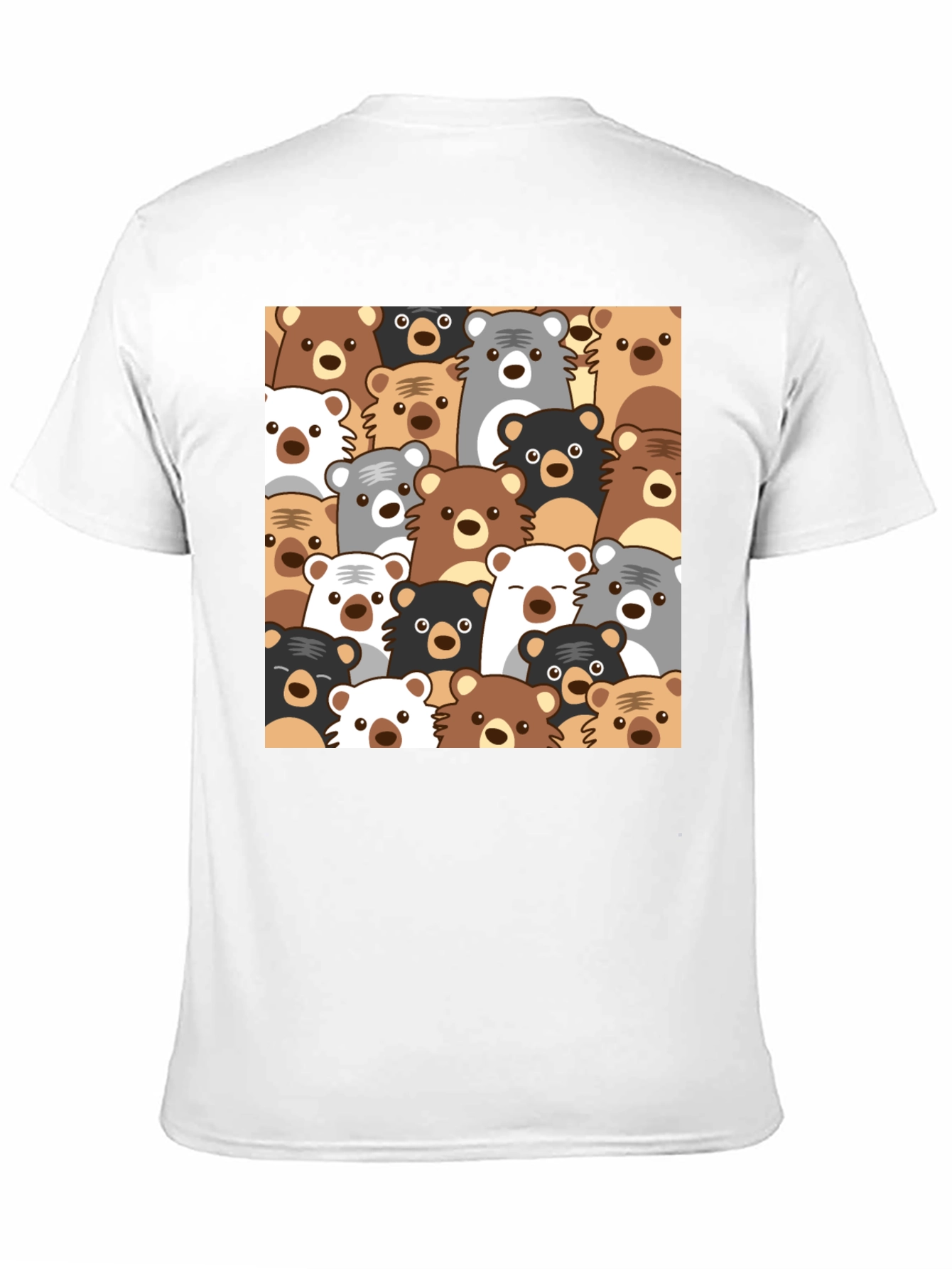 Cute Bear Pattern Black T-Shirt