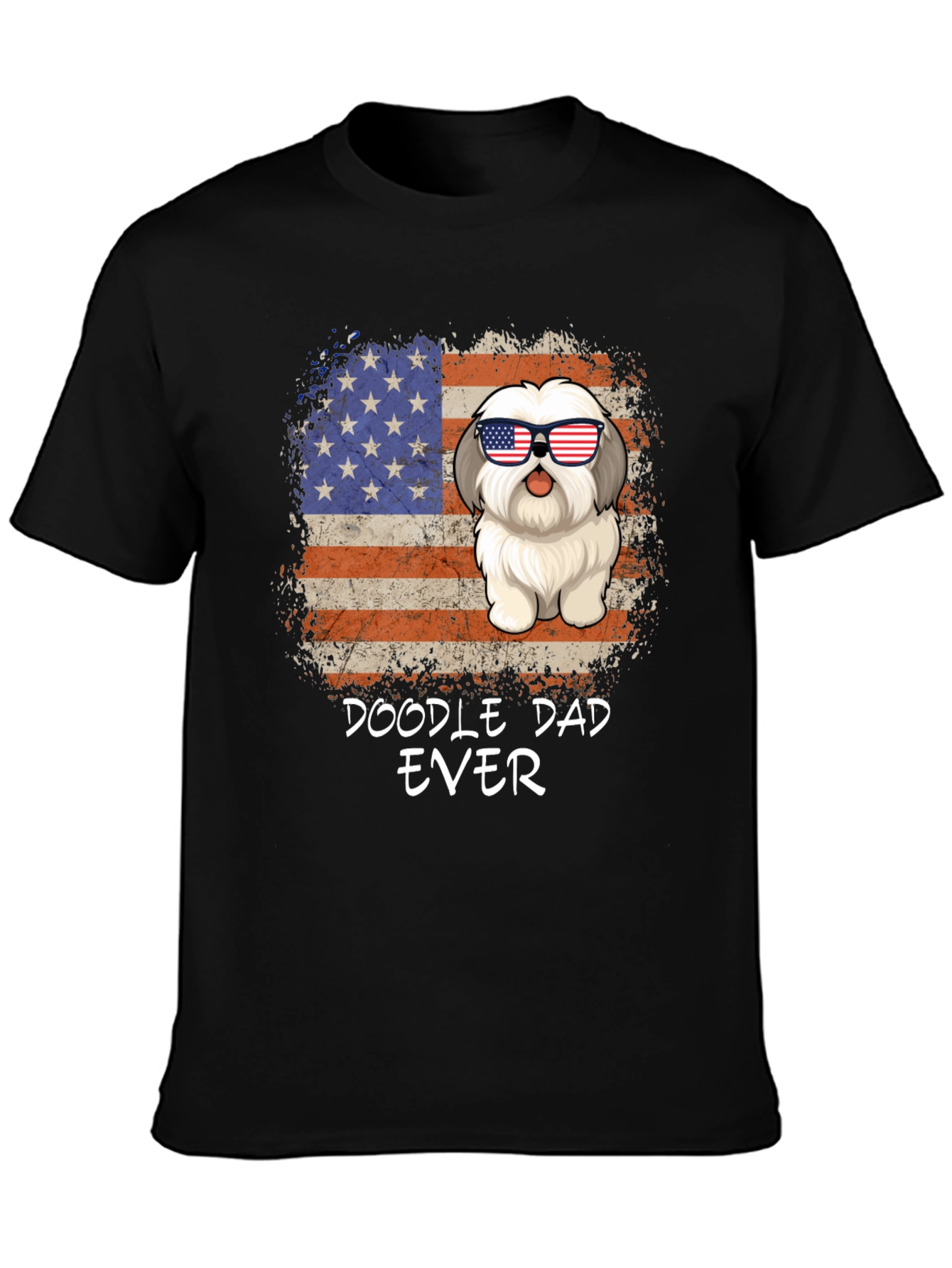 Doodle Dad Ever T-Shirt Patriotic Dog Tee