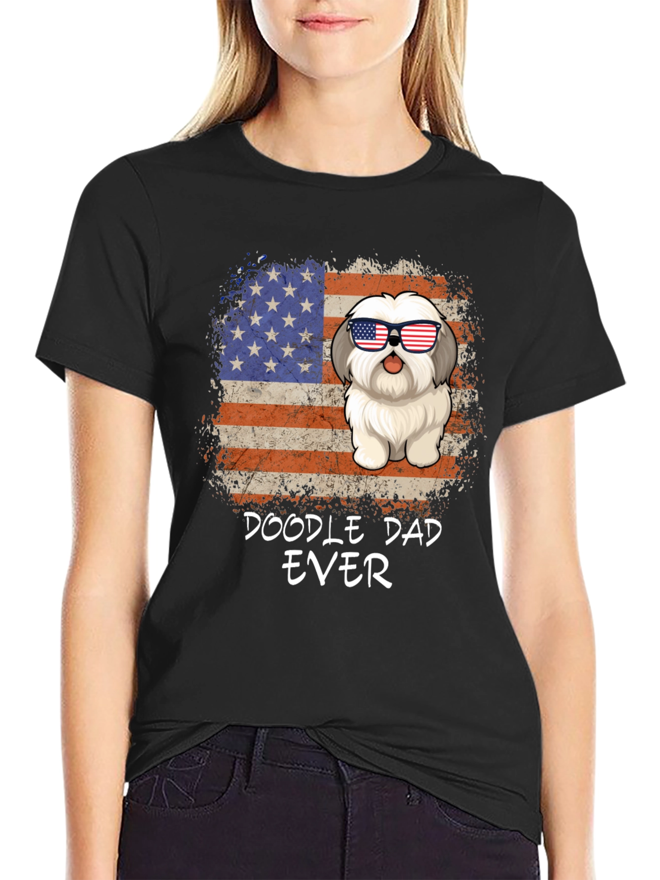 Doodle Dad Ever T-Shirt Patriotic Dog Tee
