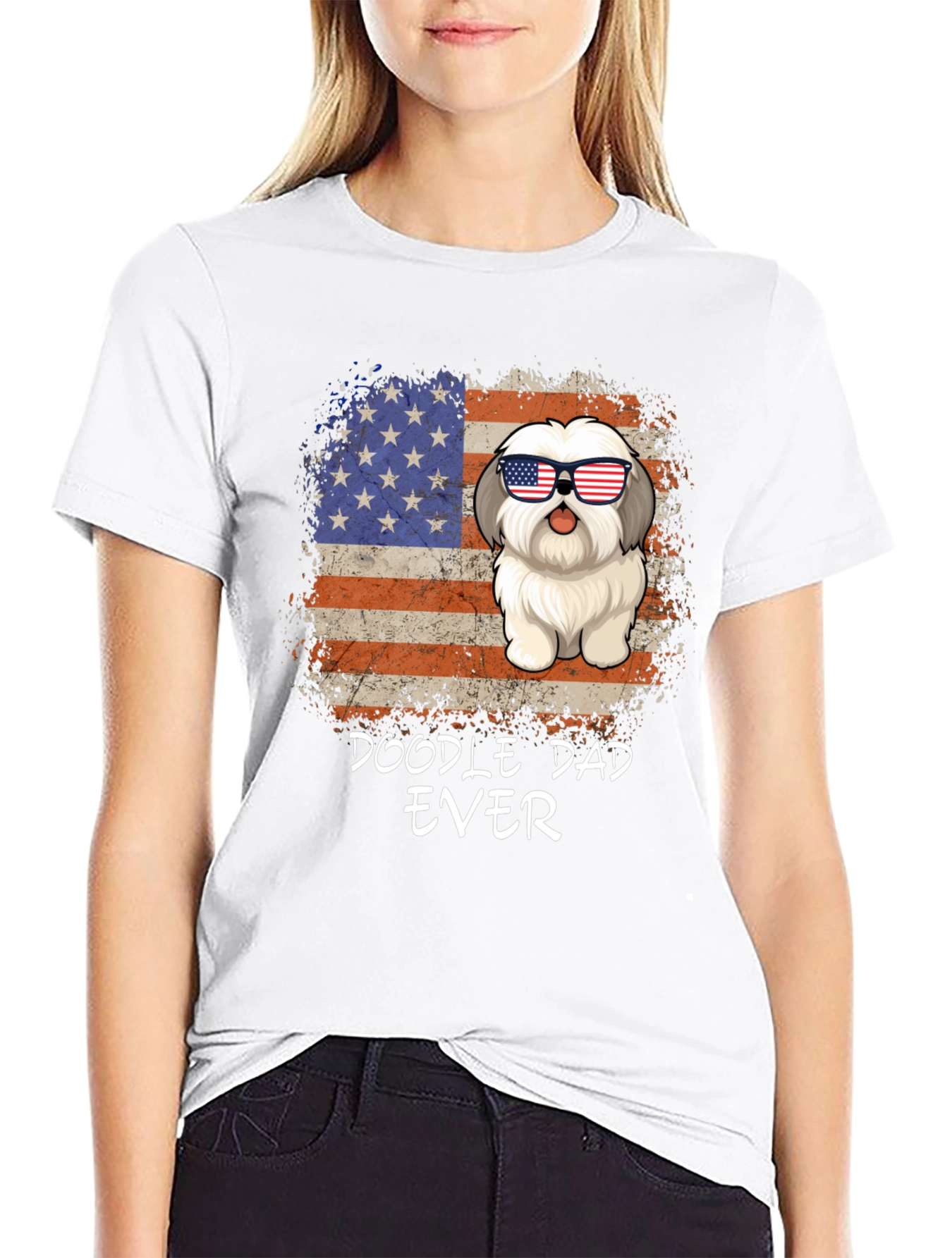 Doodle Dad Ever T-Shirt Patriotic Dog Tee