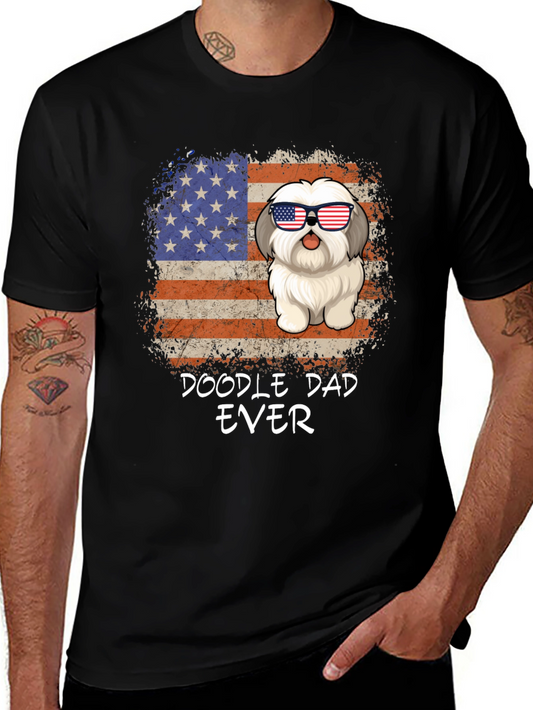 Doodle Dad Ever T-Shirt Patriotic Dog Tee