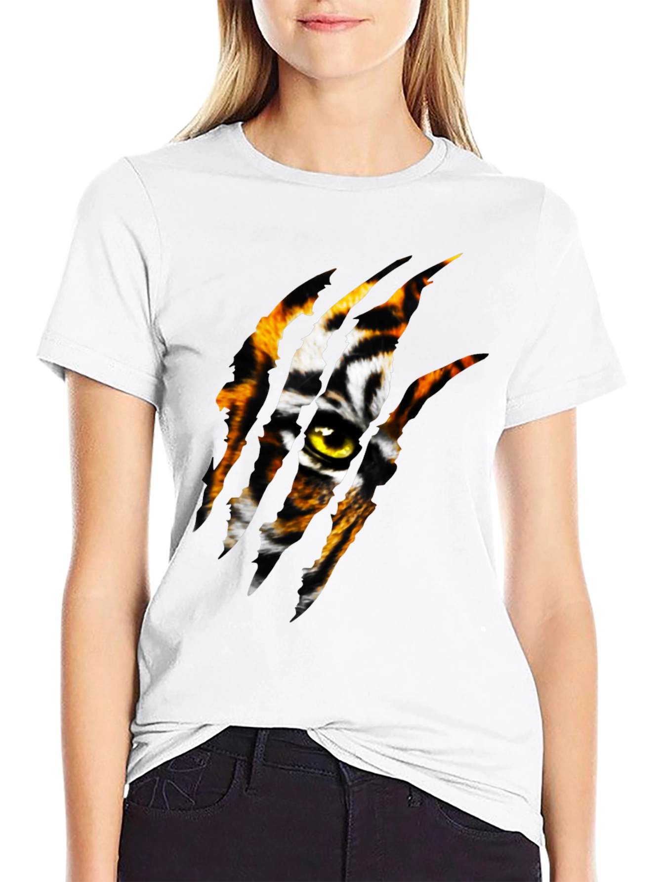 Tiger Eye Graphic Print Black T-Shirt