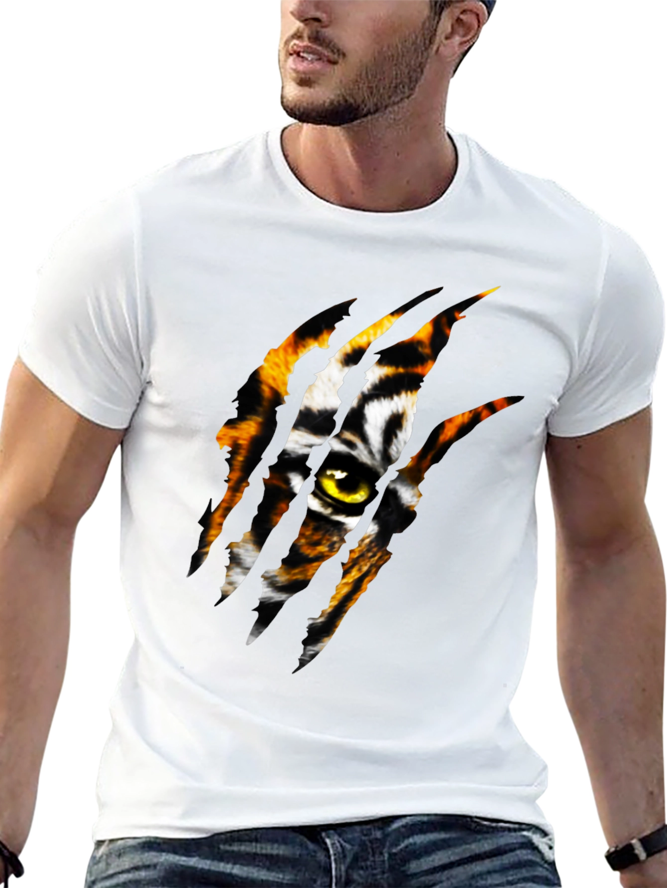 Tiger Eye Graphic Print Black T-Shirt