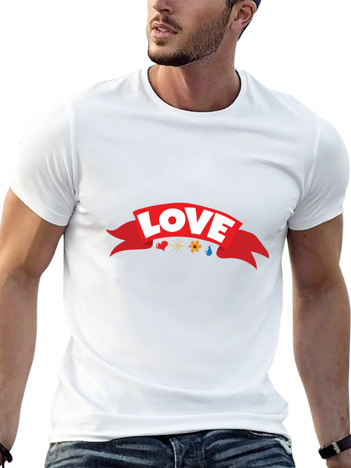 Love Ribbon Graphic T-Shirt - Black Casual Tee