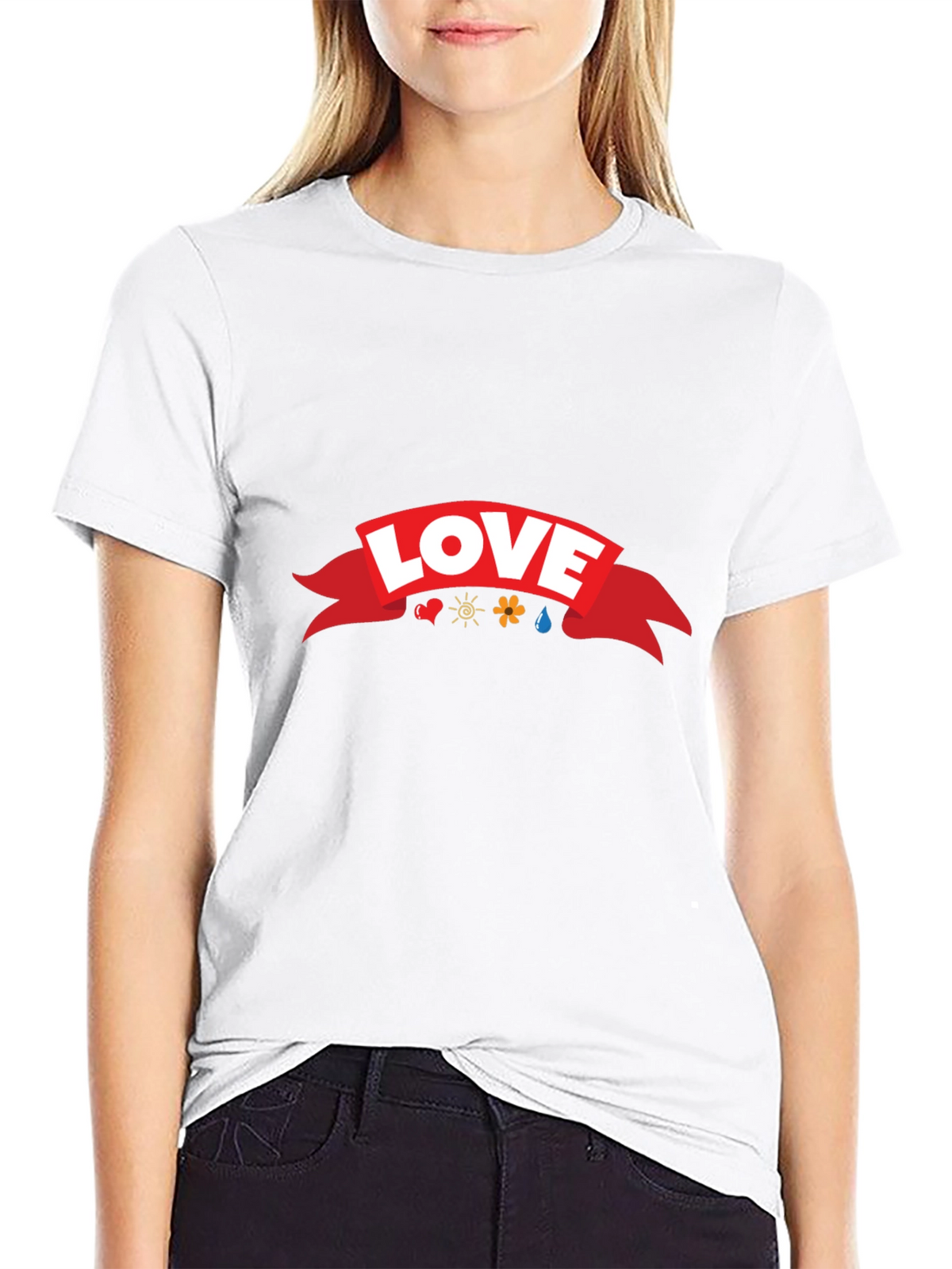 Love Ribbon Graphic T-Shirt - Black Casual Tee
