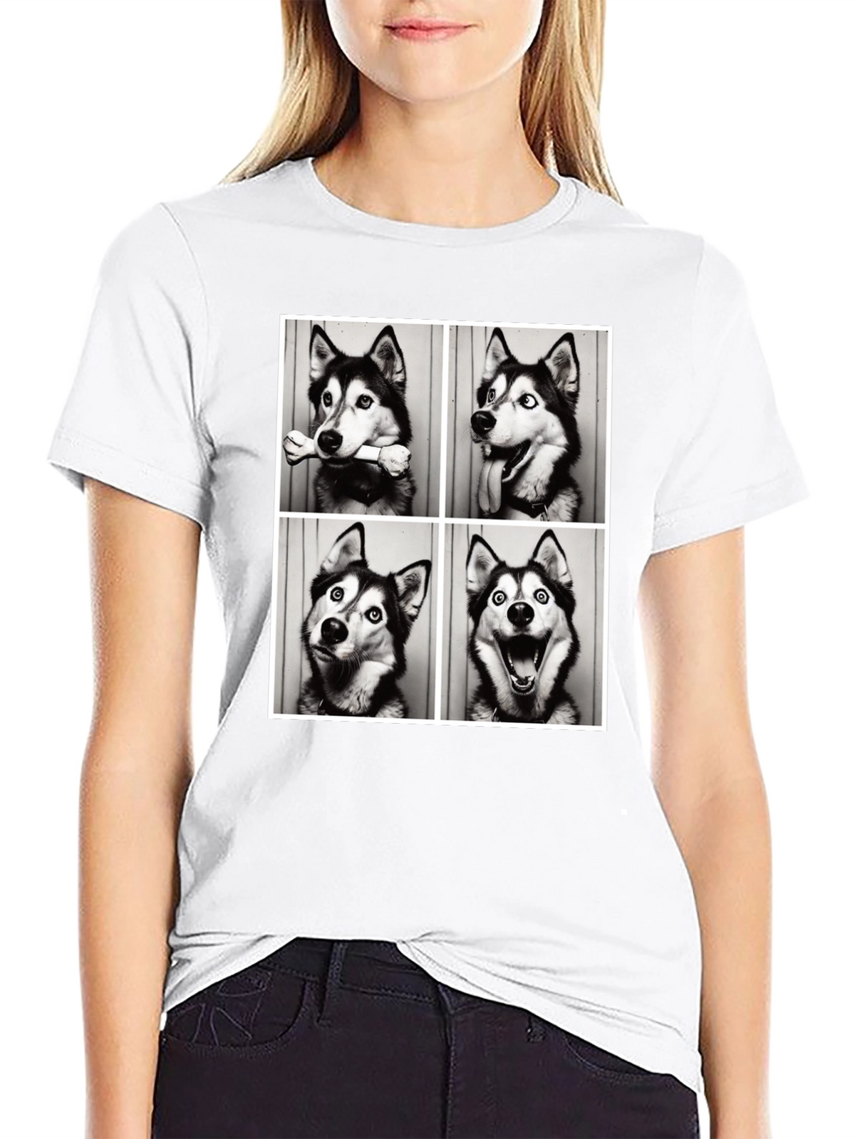 Husky Photo Booth T-Shirt - Mens Black Tee