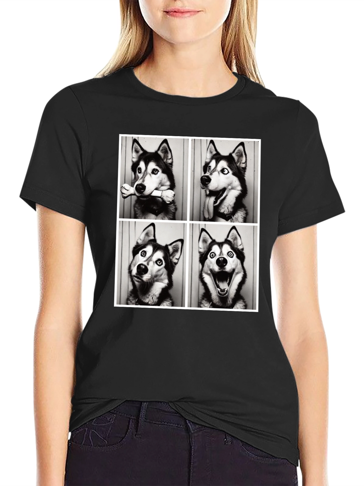 Husky Photo Booth T-Shirt - Mens Black Tee