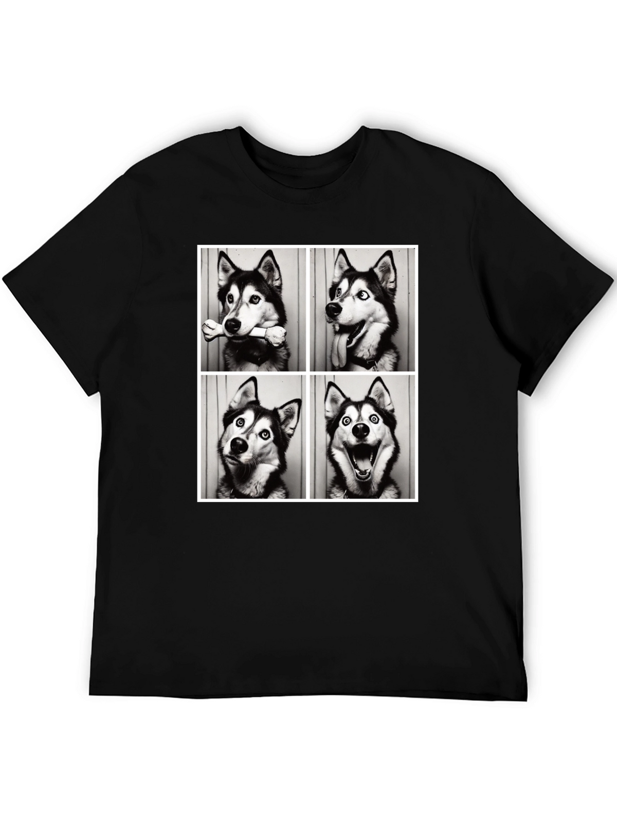 Husky Photo Booth T-Shirt - Mens Black Tee