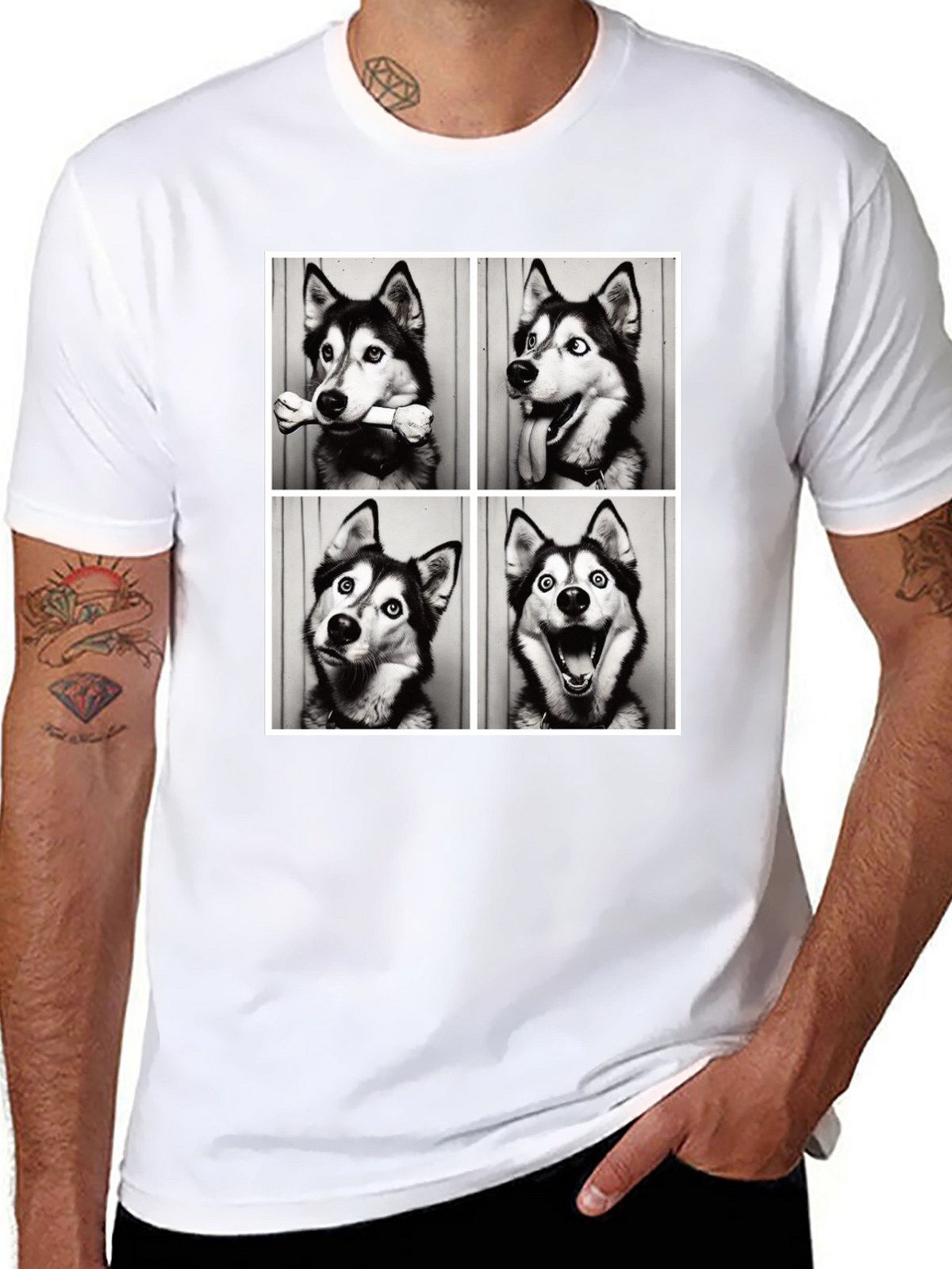 Husky Photo Booth T-Shirt - Mens Black Tee