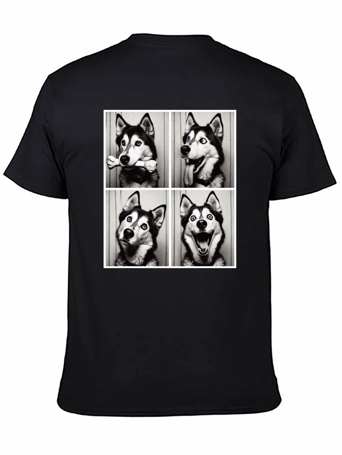 Husky Photo Booth T-Shirt - Mens Black Tee