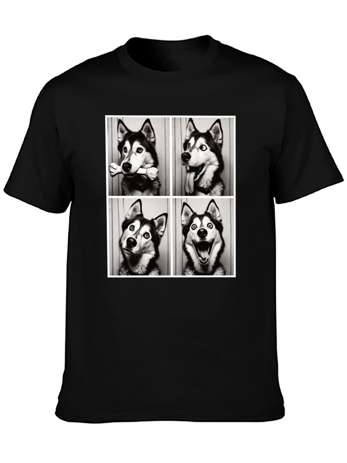 Husky Photo Booth T-Shirt - Mens Black Tee