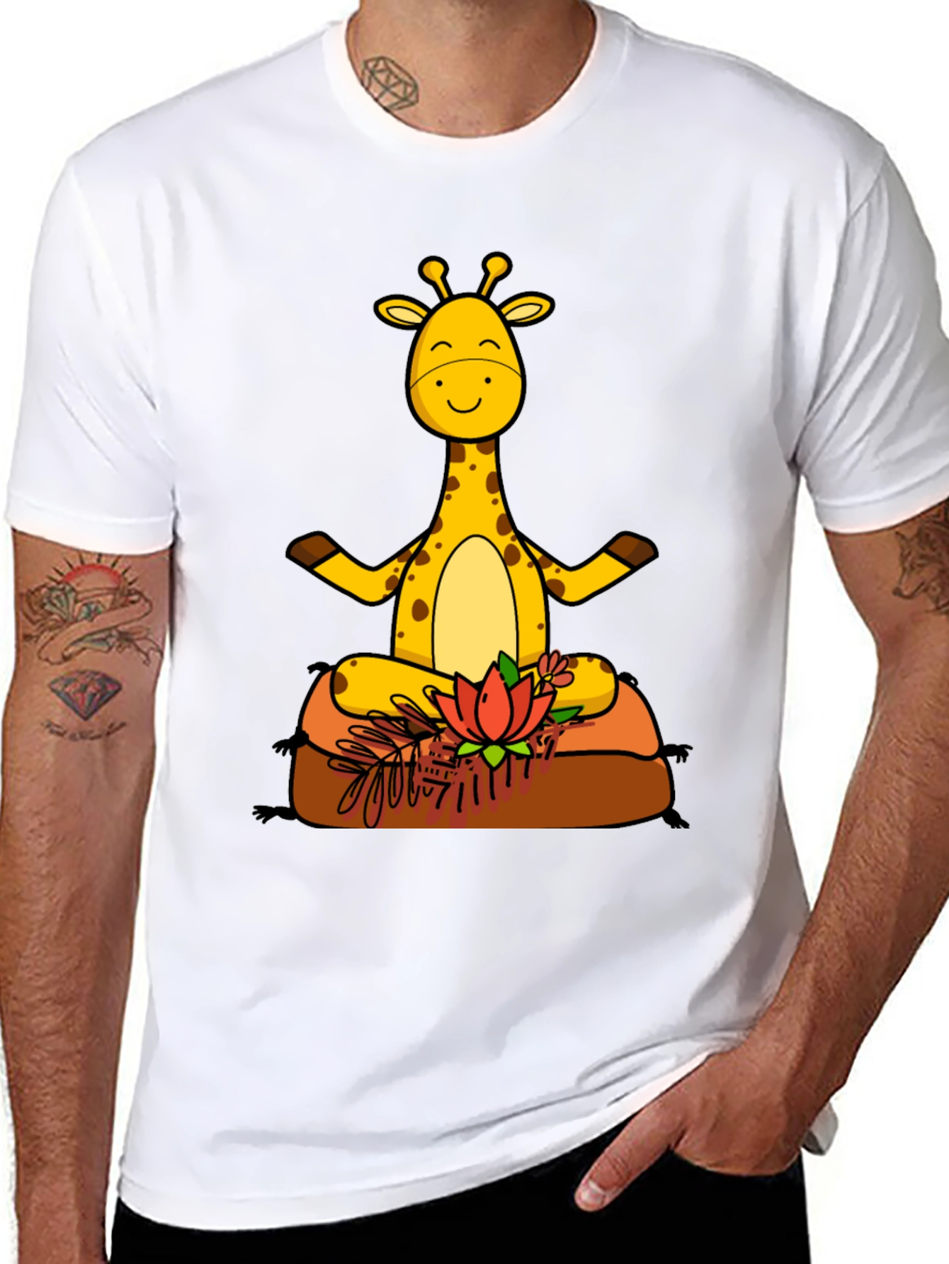 Yoga Giraffe Black T-Shirt