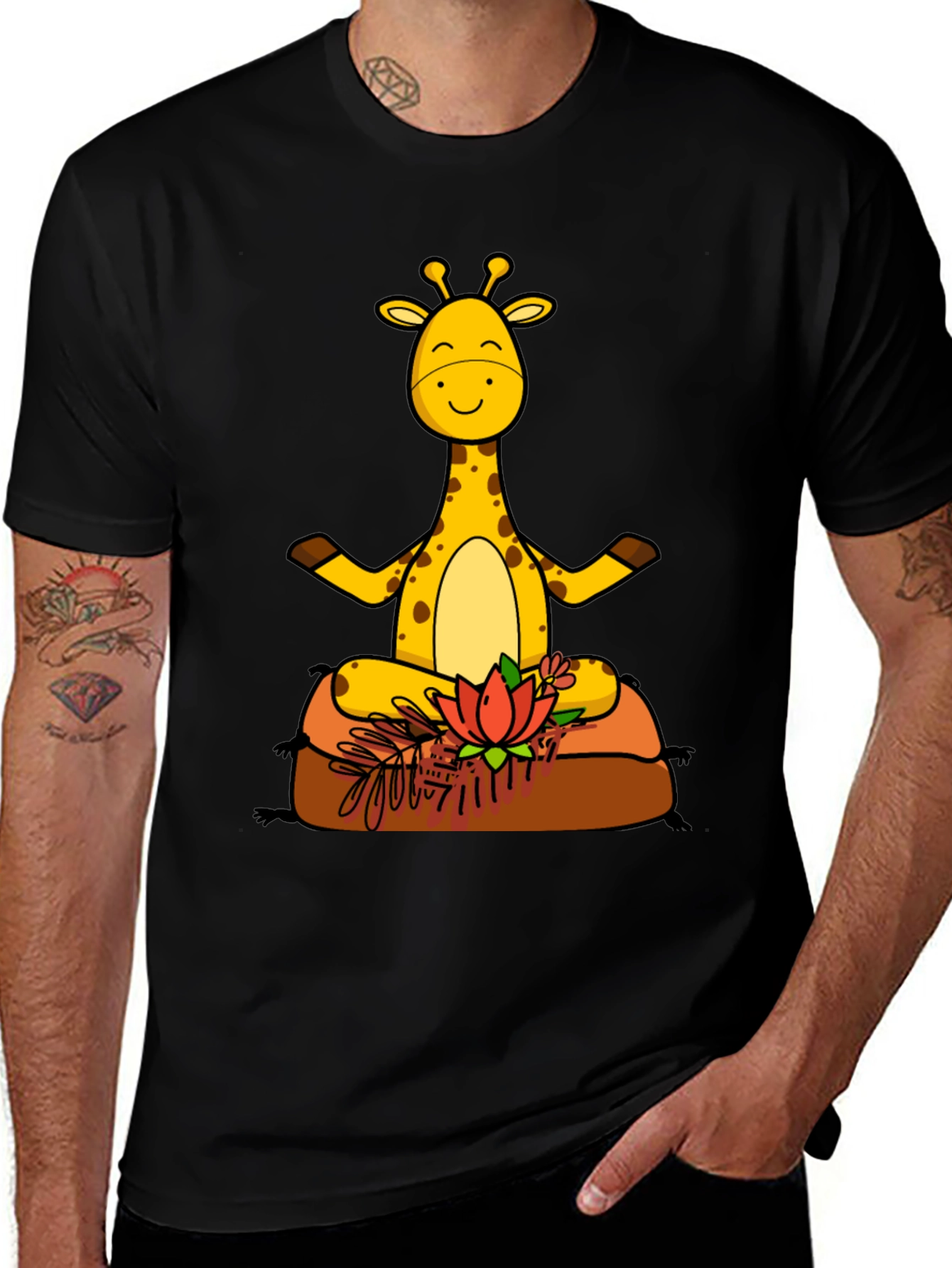 Yoga Giraffe Black T-Shirt