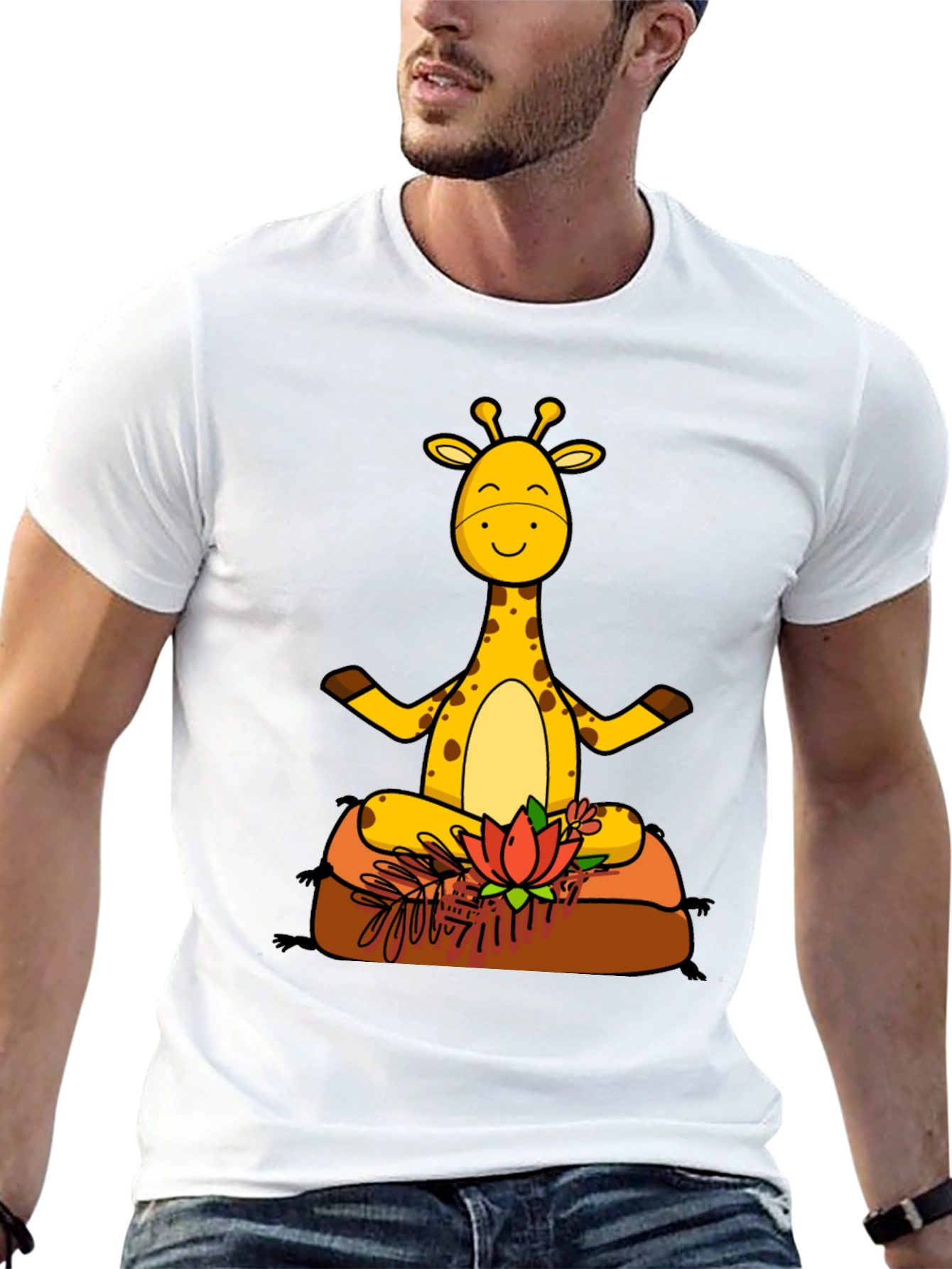 Yoga Giraffe Black T-Shirt