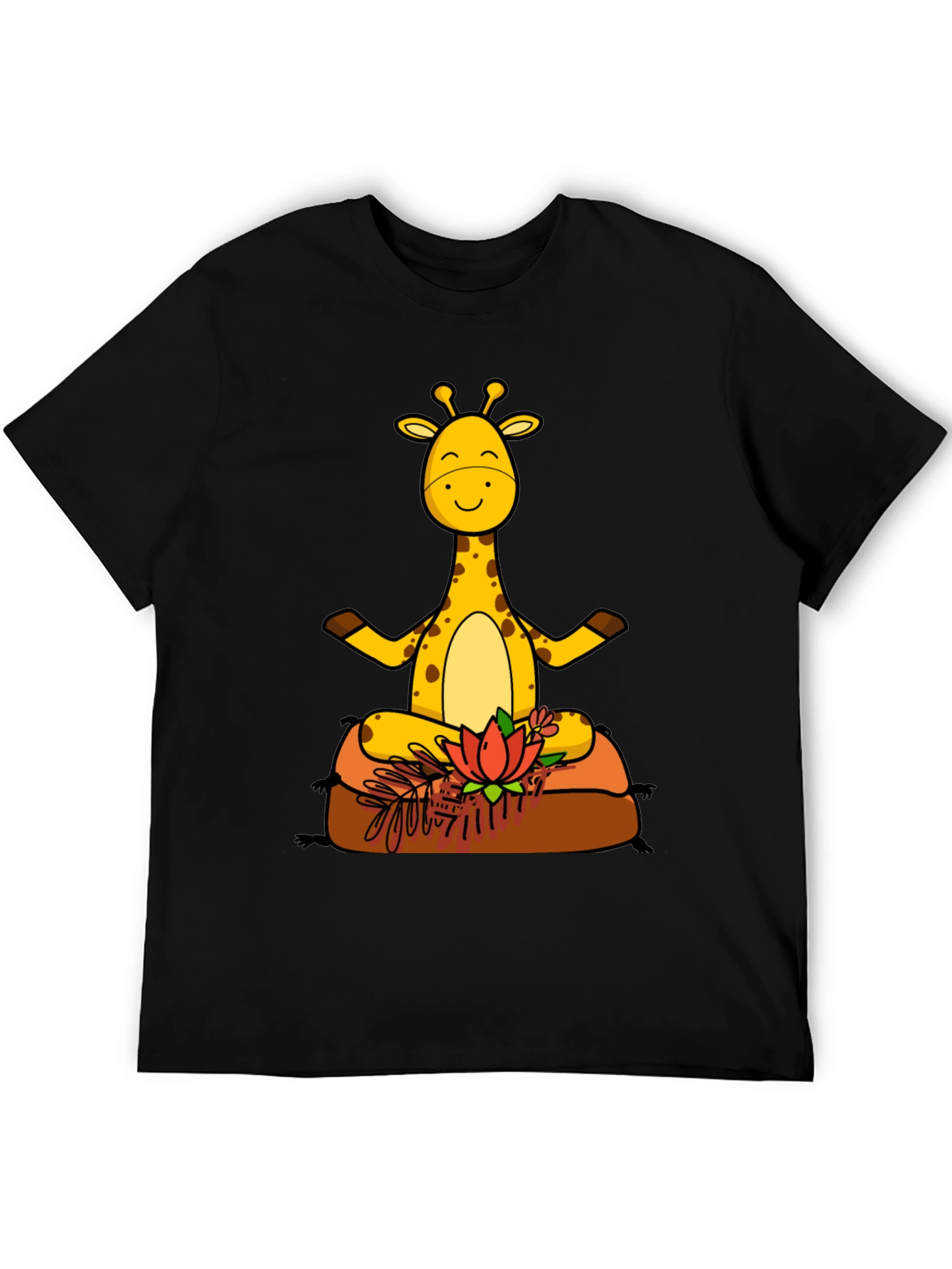 Yoga Giraffe Black T-Shirt