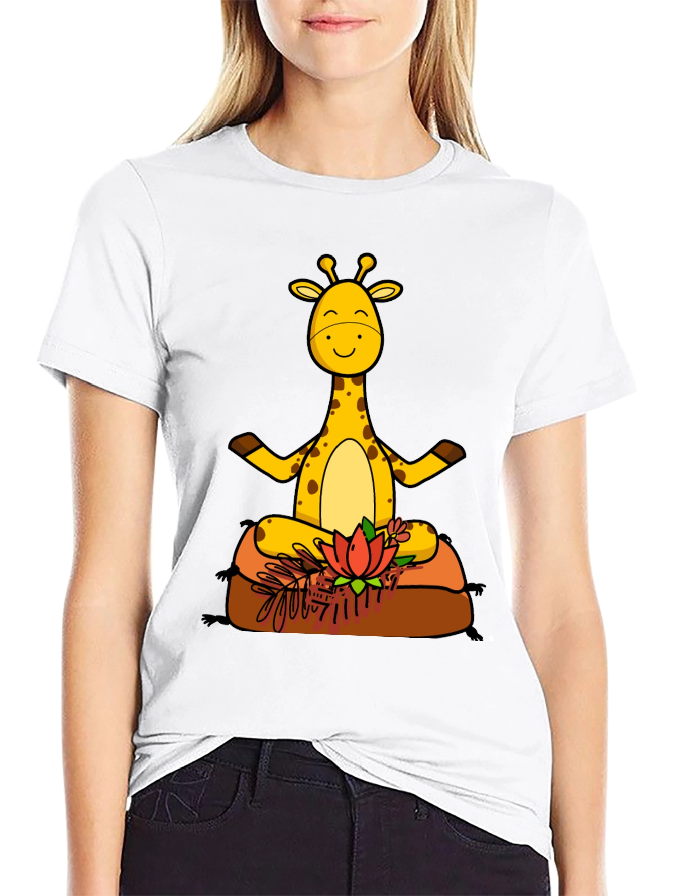 Yoga Giraffe Black T-Shirt