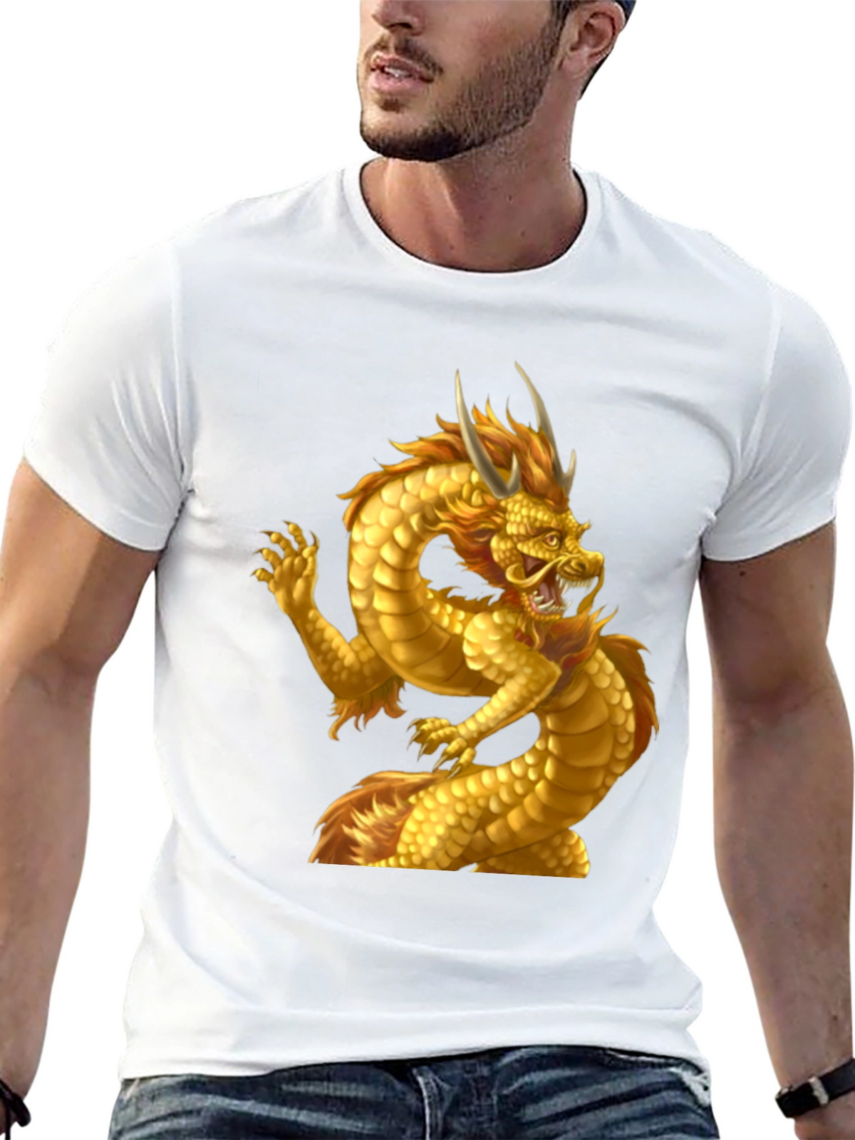 Golden Dragon Graphic Tee - Mens Black T-Shirt