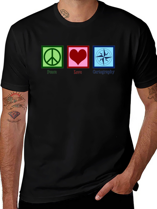 Peace Love Cartography Black T-Shirt