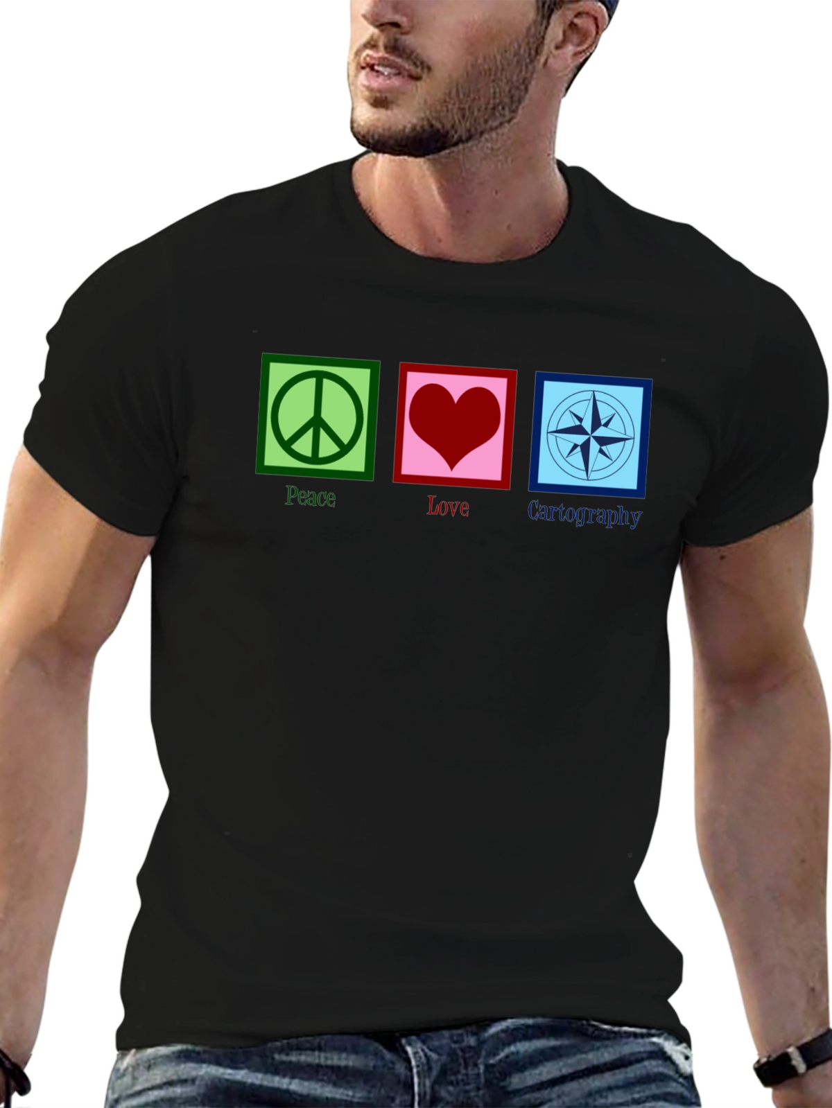 Peace Love Cartography Black T-Shirt