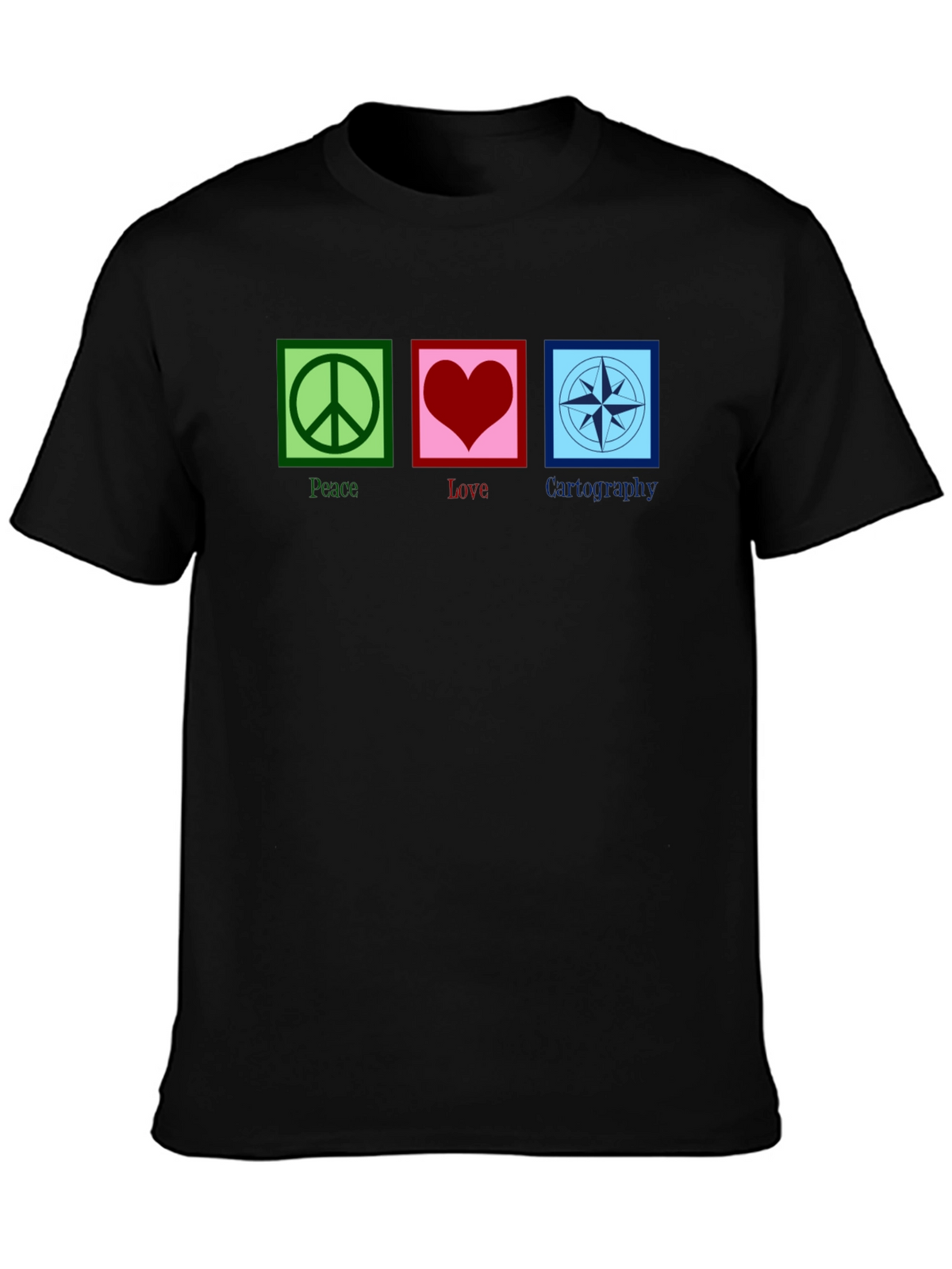 Peace Love Cartography Black T-Shirt