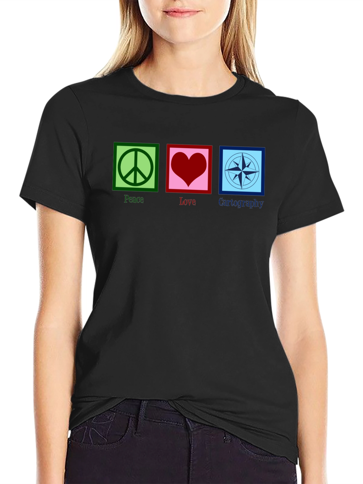 Peace Love Cartography Black T-Shirt