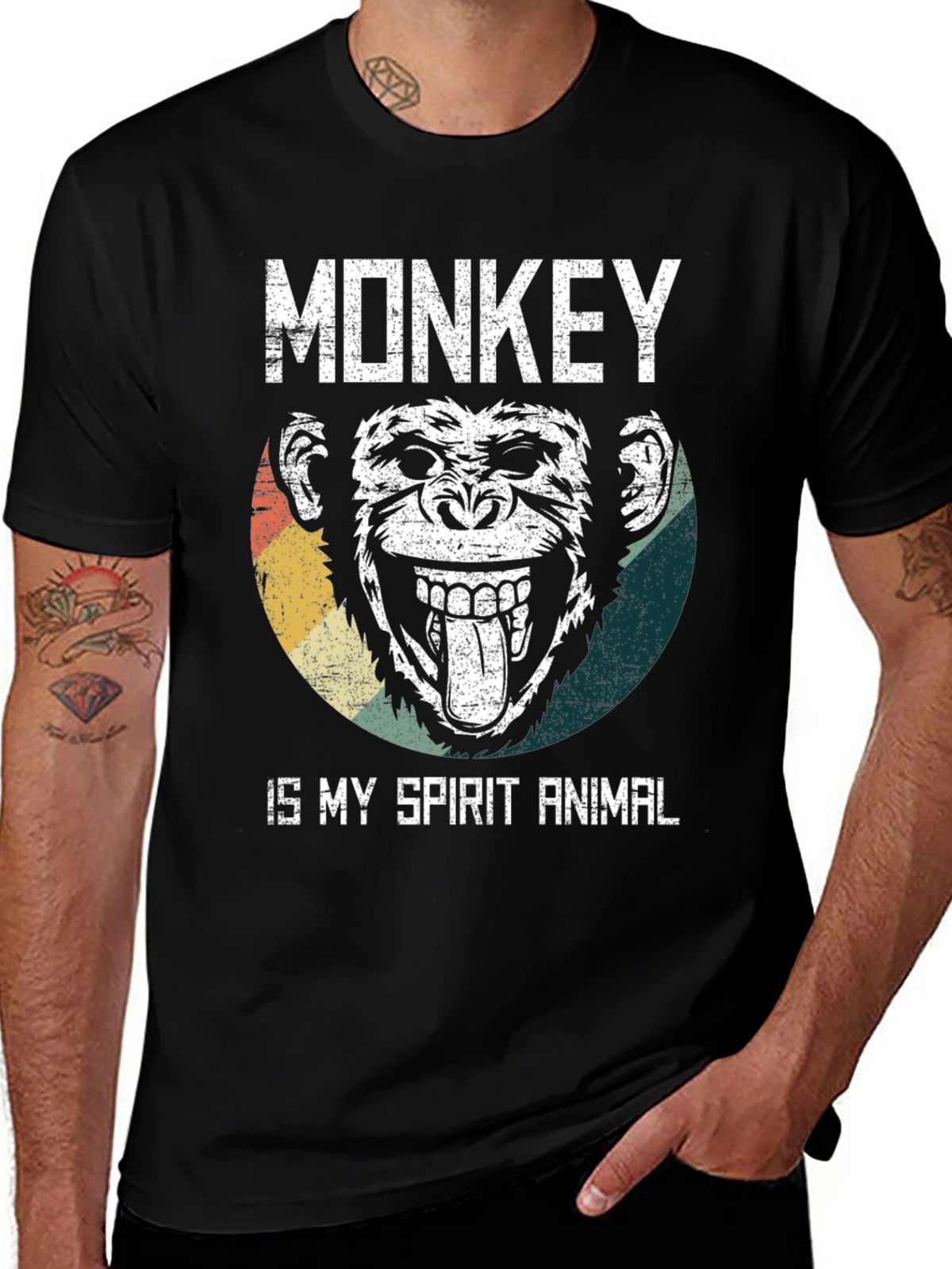 Monkey Spirit Animal Graphic Tee - Fun Novelty T-Shirt