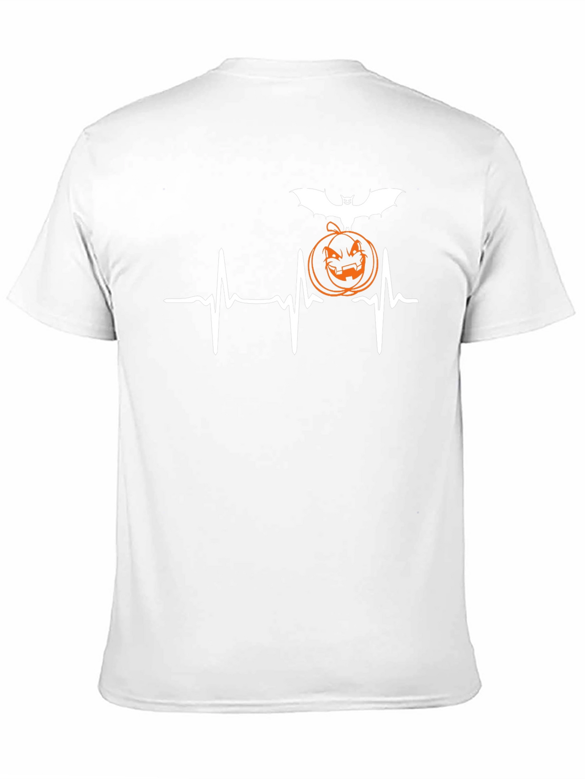 Halloween Heartbeat T-Shirt - Bat & Pumpkin Design