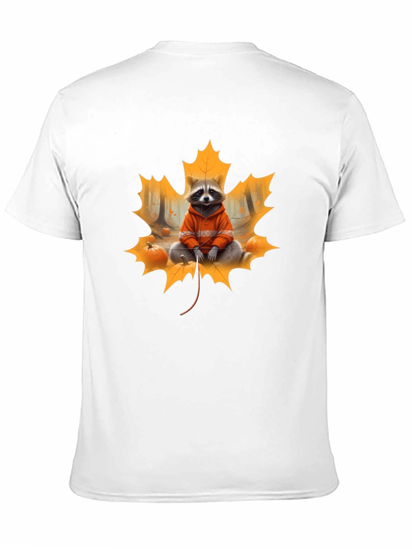 Raccoon Fall Leaf Black T-Shirt