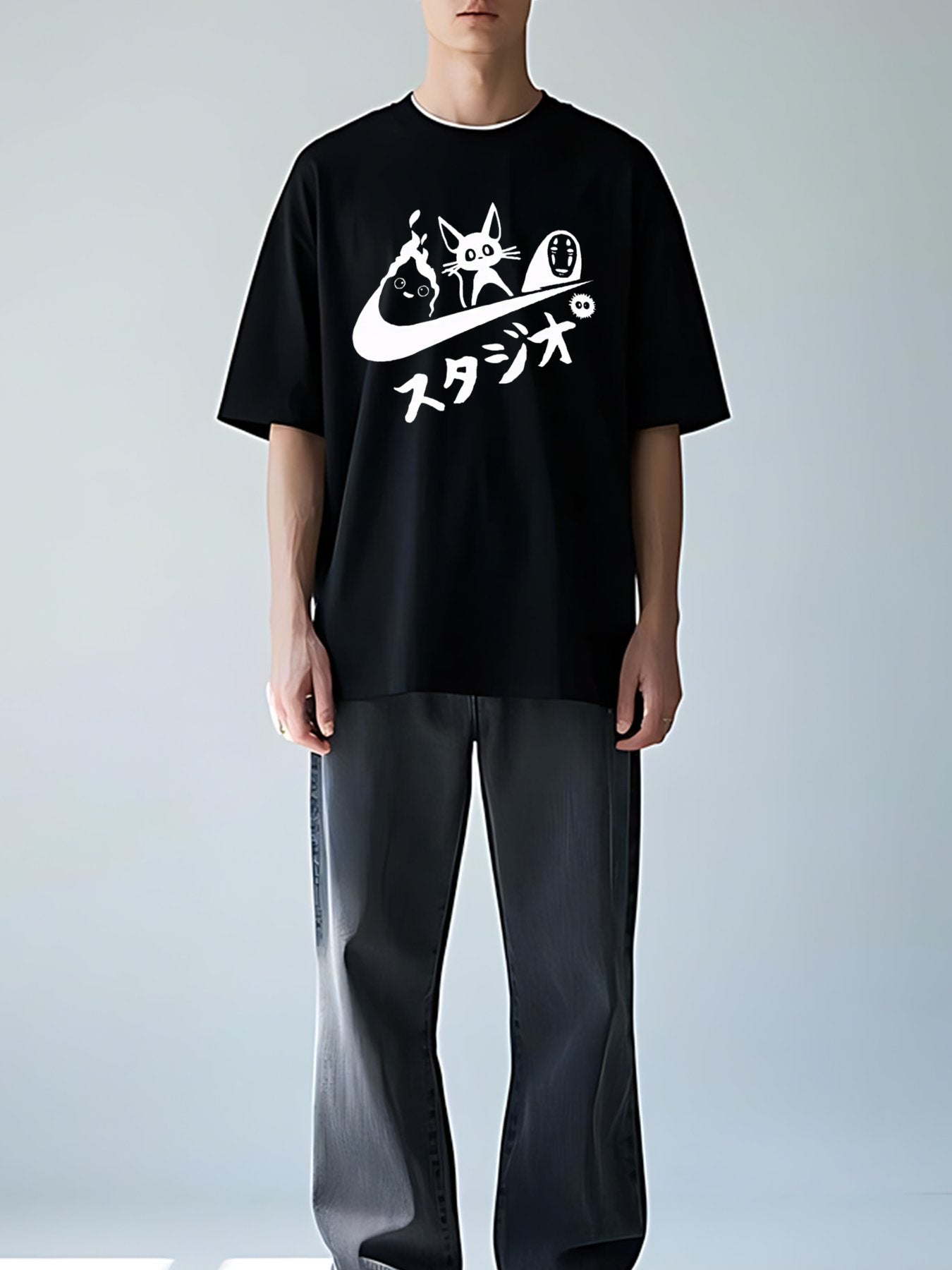 T-shirt Ghibli No Face Kaonashi Vintage Wash Japanese Design T-Shirt