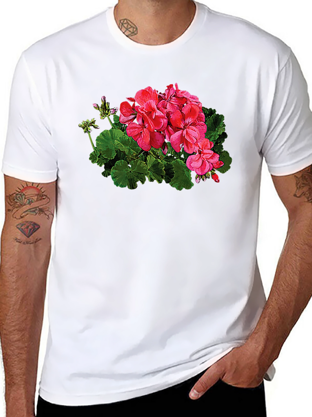 Floral Graphic Print Black T-Shirt